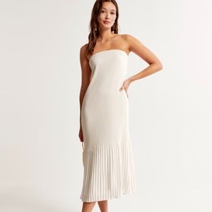 White Abercrombie pleated midi dress